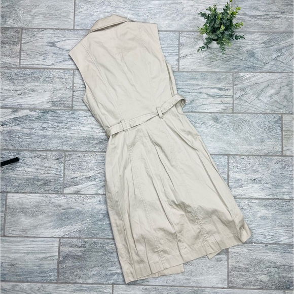 Calvin Klein Khaki Light Tan Ruffle Sleeveless Short Pencil Dress - Picture 4 of 8